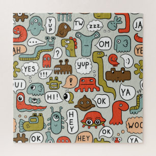 Monster des niedlichen Cartoon: Nahtloser Hintergr Puzzle