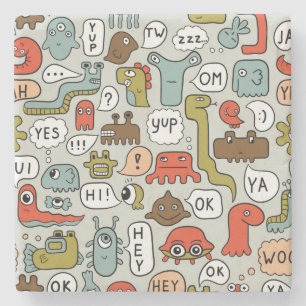 Monster des niedlichen Cartoon: Nahtloser Hintergr Steinuntersetzer