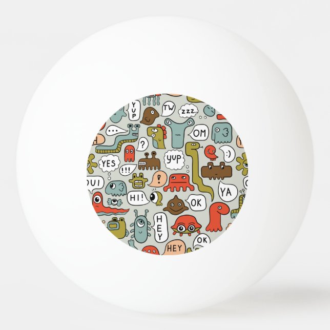 Monster des niedlichen Cartoon: Nahtloser Hintergr Tischtennisball (Vorderseite)