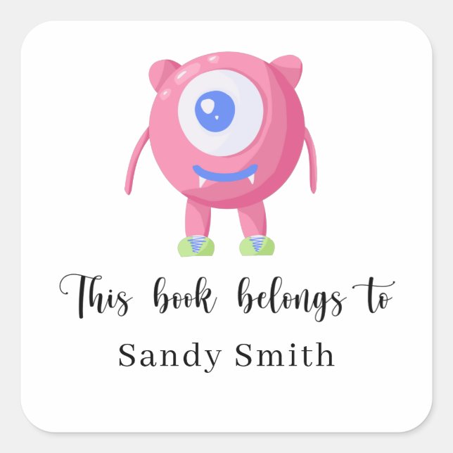 Monster - Dieses Buch gehört Quadratischer Aufkleber (Vorderseite)