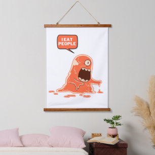 Monster essen Leute Wandteppich Mit Holzrahmen