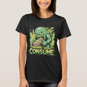 Monster essen Telefon witzig Sozialkommenta T-Shirt