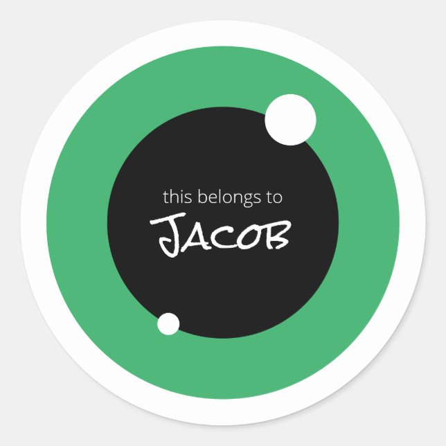 Monster Eye Individuelle Name School Runder Aufkleber (Vorderseite)