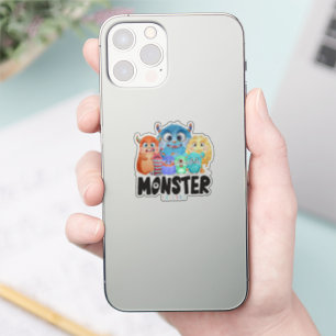 Monster Friends   2"x 2"- Glossy Transparent Aufkleber