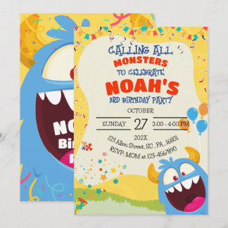 Monster Geburtstagsparty für alle Altersgruppen Einladung