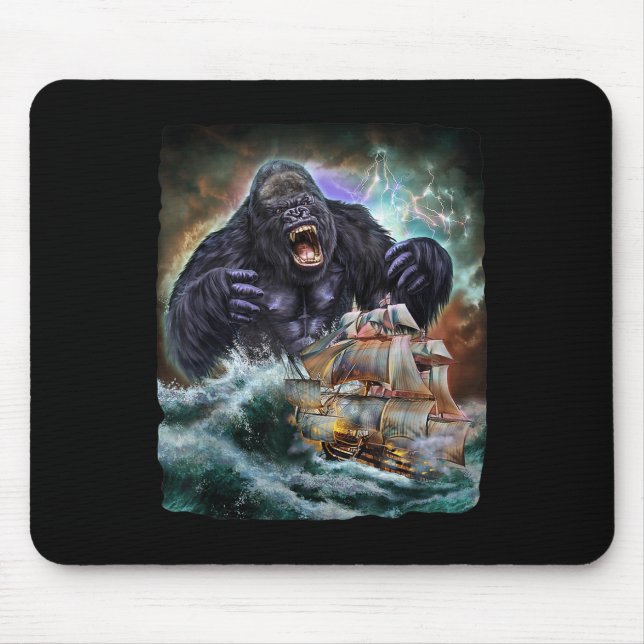 Monster Gorilla als Kraken angreifen ein Kriegssch Mousepad (Vorne)