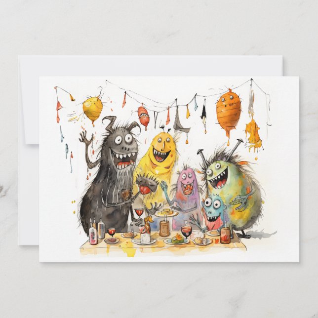 Monster! Halloween-Party Einladung (Vorderseite)