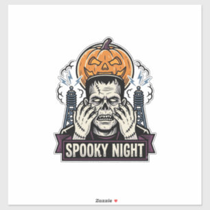 Monster-Halloween-Shirt mit Pumpkin-Moon-Gravur Aufkleber