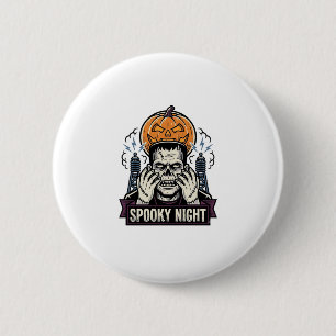 Monster Halloween-Shirt mit Pumpkin Moon Gravur Button