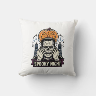 Monster-Halloween-Shirt mit Pumpkin-Moon-Gravur Kissen