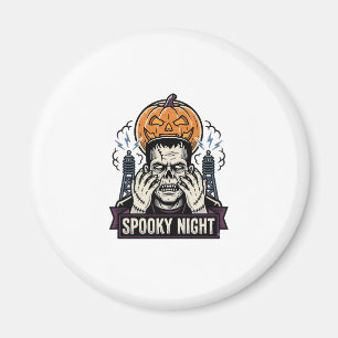 Monster-Halloween-Shirt mit Pumpkin-Moon-Gravur Magnet