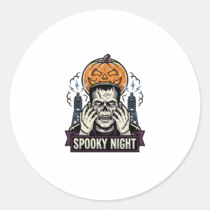 Monster Halloween-Shirt mit Pumpkin Moon Gravur Runder Aufkleber