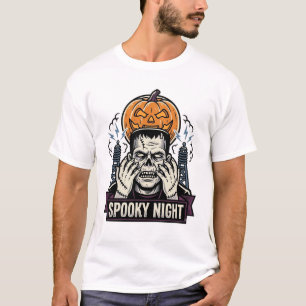 Monster-Halloween-Shirt mit Pumpkin-Moon-Gravur T-Shirt