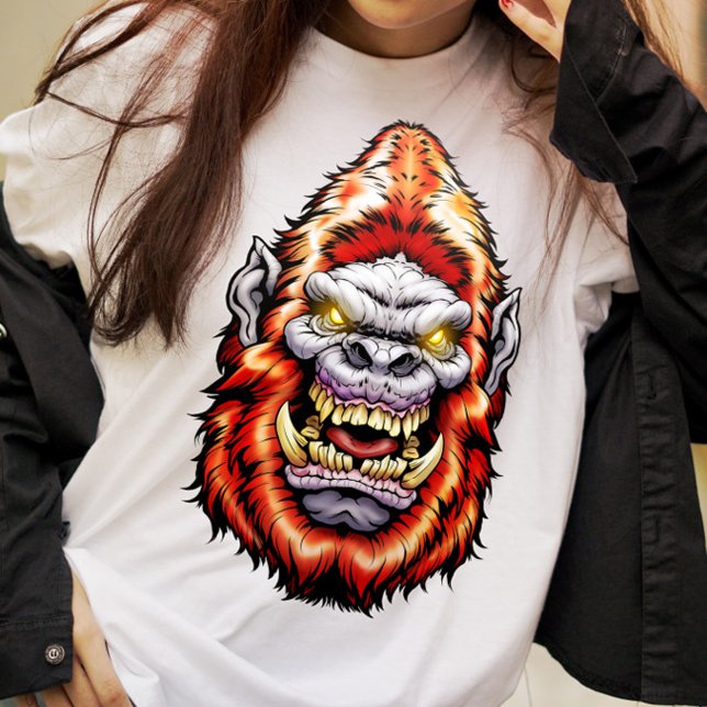 Monster Head: Big Foot Yeti Sasquatch Roter T - Sh T-Shirt (Von Creator hochgeladen)