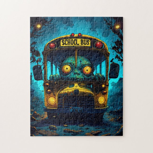 Monster-Horror-Bus blau gelb Puzzle (Vertikal)