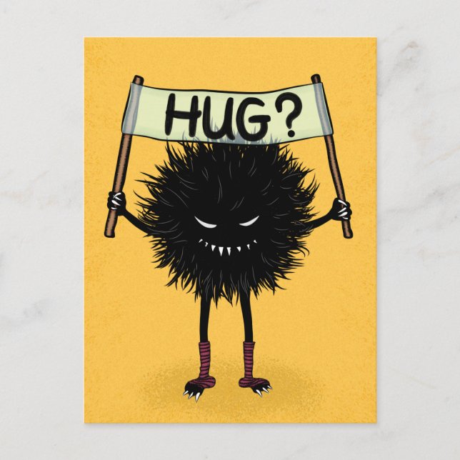 Monster Hug Funny Evil Charakter Postkarte (Vorderseite)
