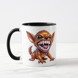 Monster-Hund Cartoon Glänzende Kreatur Orange Kant Tasse