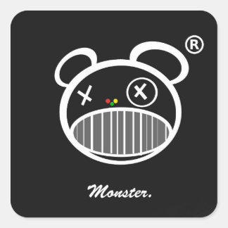 Monster-Icon-Aufkleber schwarz Quadratischer Aufkleber