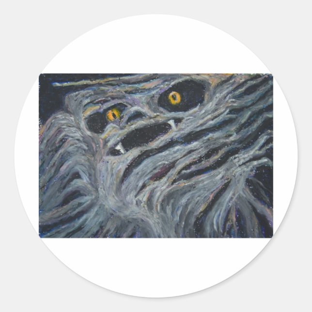 Monster im Holz Runder Aufkleber (Vorderseite)