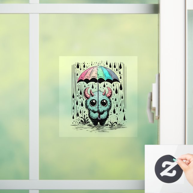 Monster im Regen Fensteraufkleber (Zuhause)