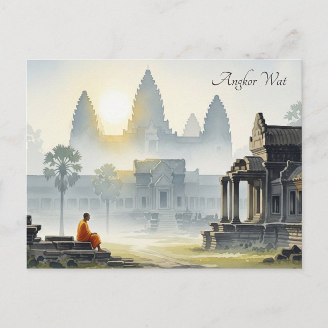 Monster in Angkor Wat Cambodia Sunrise Postkarte (Vorderseite)