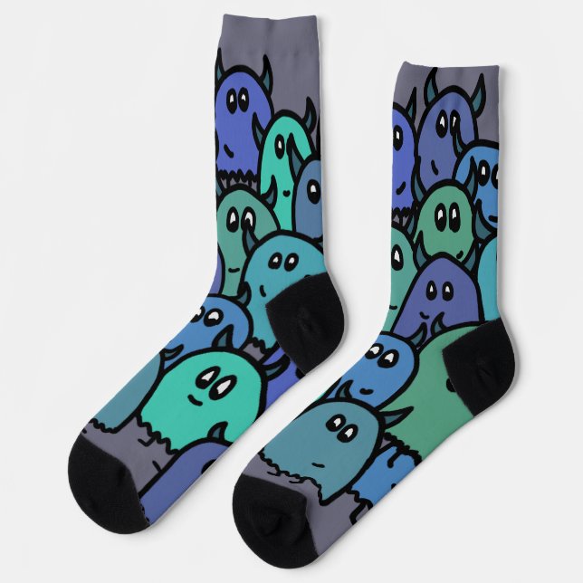 Monster in Blau Socken (Linkes Detail)