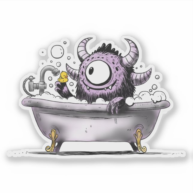 Monster in der Blase Bath Aufkleber (Vorderseite)