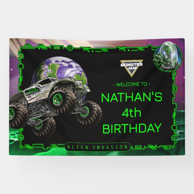 Monster Jam - Alien Invasion Geburtstag Banner (Horizontal)