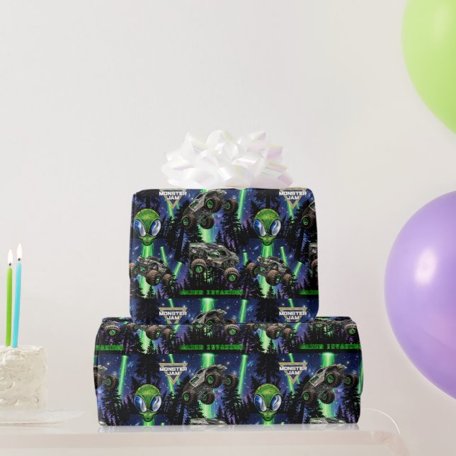 Monster Jam - Alien Invasion Geburtstag Geschenkpapier (Partygeschenke)