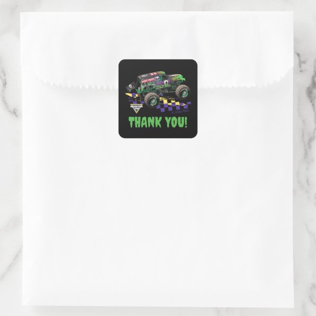 Monster Jam Grave Digger Danke Ihnen Quadratischer Aufkleber (Tasche)