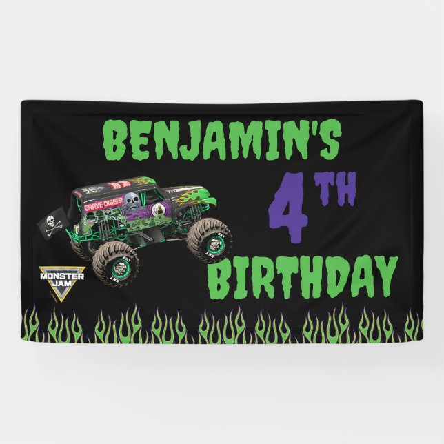 Monster Jam Grave Digger Geburtstag Banner (Horizontal)