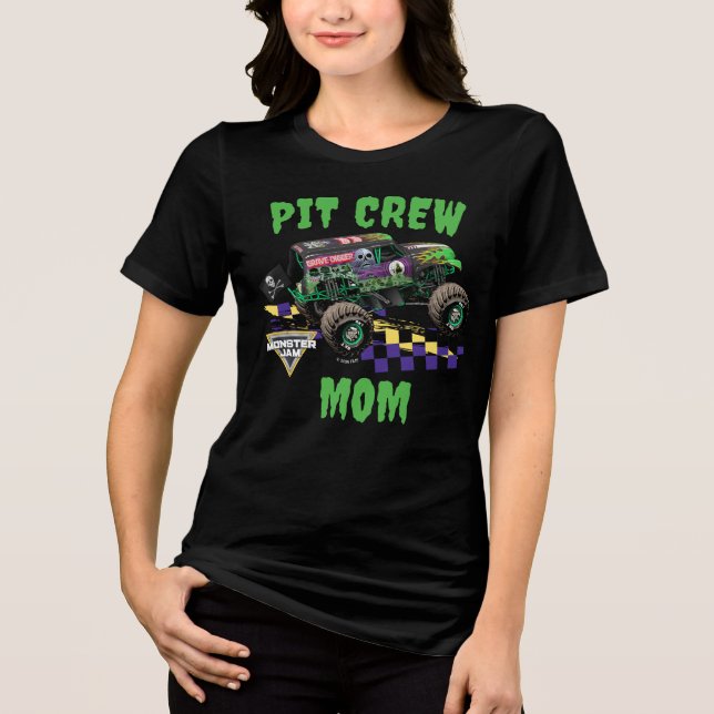 Monster Jam Grave Digger Pit-Crew-Mama Tri-Blend Shirt (Vorderseite)