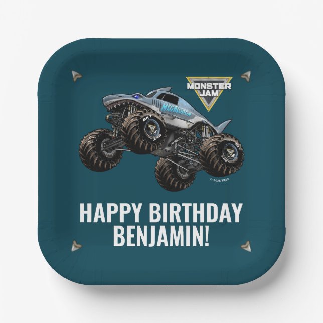 Monster Jam Megalodon Geburtstag Pappteller (Vorderseite)