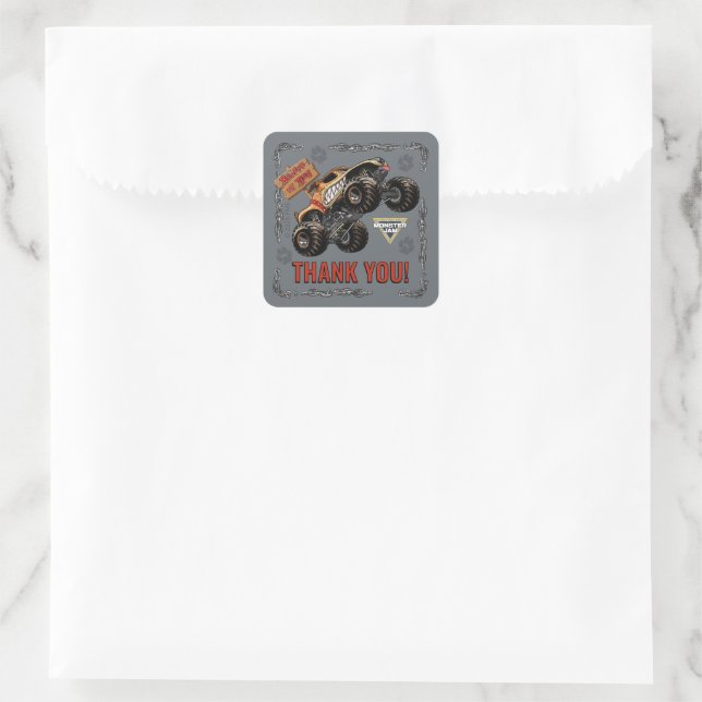 Monster Jam - Monster Mutt Geburtstag Quadratischer Aufkleber (Tasche)