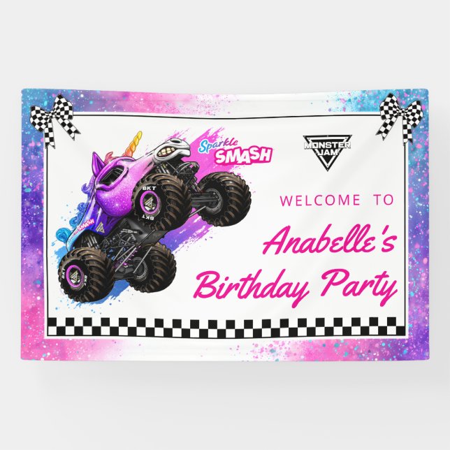 Monster Jam - Sparkle Smash Geburtstag Banner (Horizontal)
