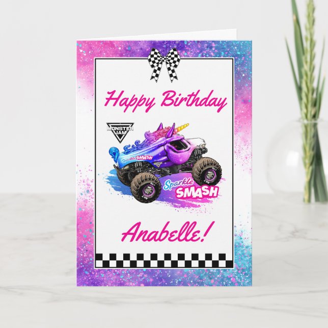 Monster Jam - Sparkle Smash Geburtstag Karte (Vorderseite)