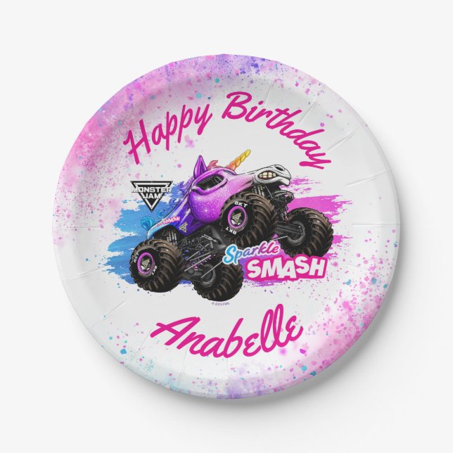 Monster Jam - Sparkle Smash Geburtstag Pappteller (Vorderseite)