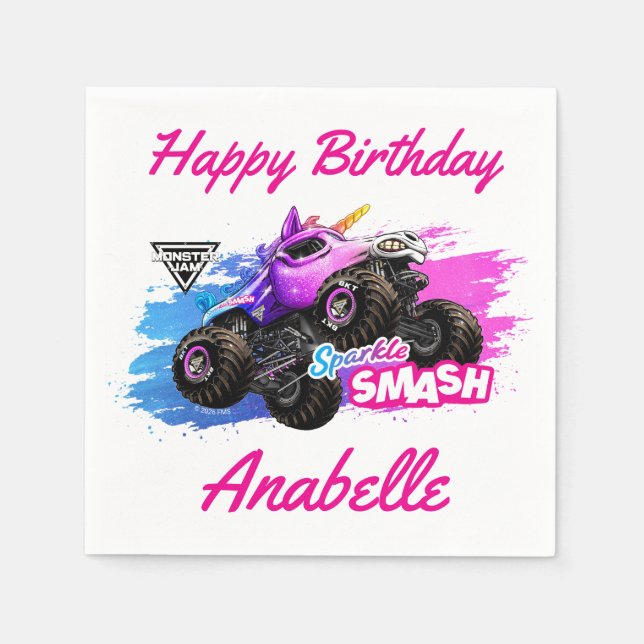 Monster Jam - Sparkle Smash Geburtstag Serviette (Vorderseite)