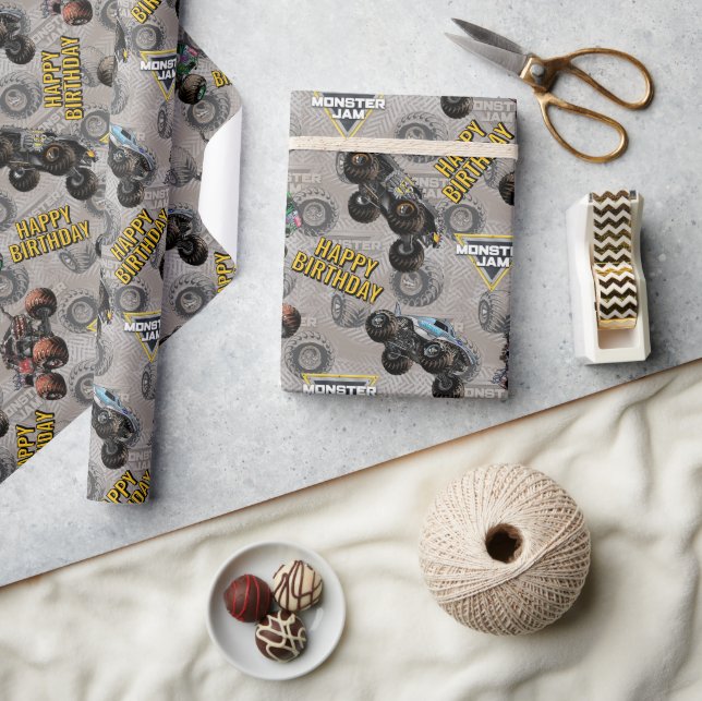 Monster Jam Trucks Geburtstag Geschenkpapier (Kunsthandwerk)