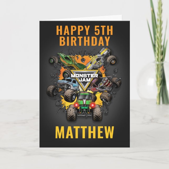 Monster Jam Trucks Geburtstag  Karte (Vorderseite)