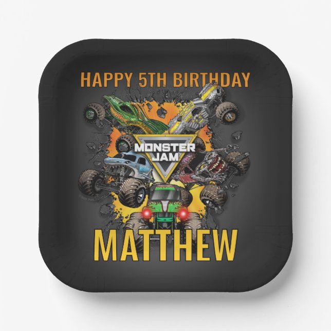 Monster Jam Trucks Geburtstag Pappteller (Vorderseite)