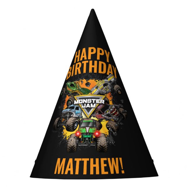 Monster Jam Trucks Geburtstag Partyhütchen (Vorderseite)