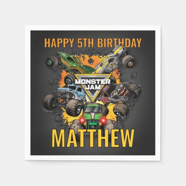 Monster Jam Trucks Geburtstag Serviette (Vorderseite)