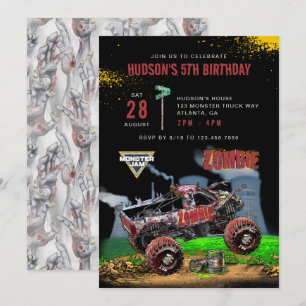 Monster Jam - Zombie Geburtstag Einladung