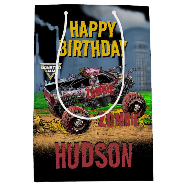 Monster Jam - Zombie Geburtstag Mittlere Geschenktüte (Vorderseite)