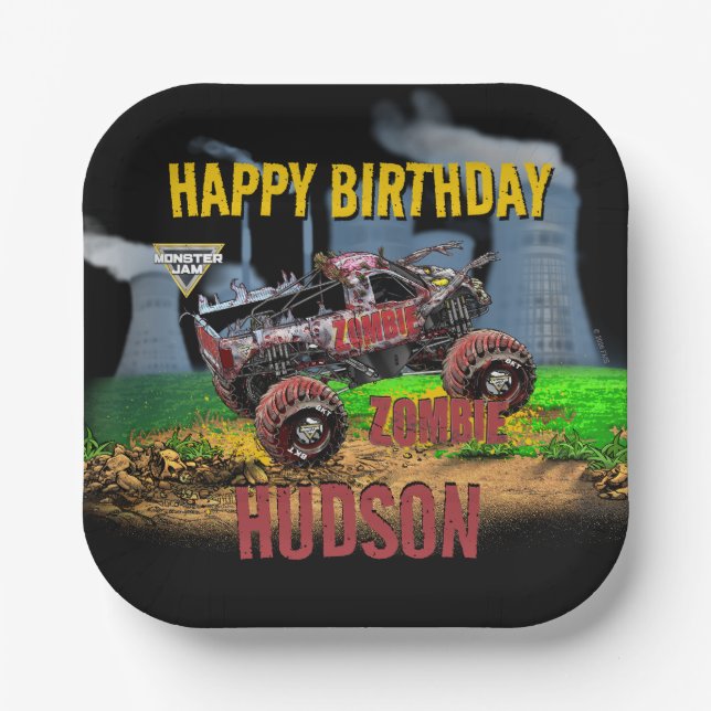 Monster Jam - Zombie Geburtstag Pappteller (Vorderseite)