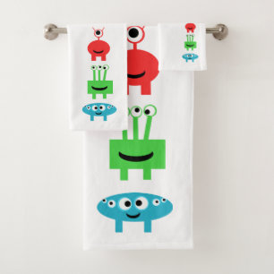 Monster Jungen Spaß Süß Lustig Badetuch-Set Badhandtuch Set