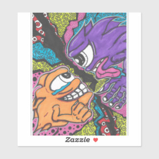 Monster kämpfen Vinyl Aufkleber