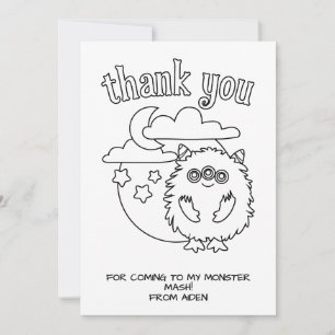 Monster Kids Coloring Card Gastgeschenk Vielen Dan Dankeskarte
