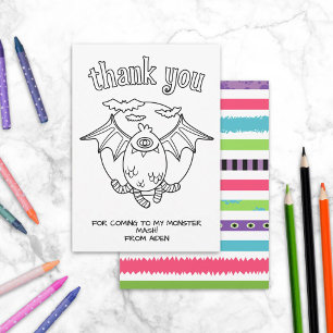 Monster Kids Coloring Card Gastgeschenk Vielen Dan Dankeskarte